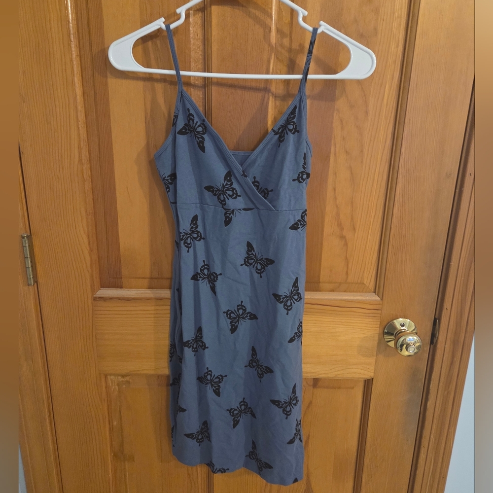 Wild Fable Blue and Black Butterfly Mini Dress